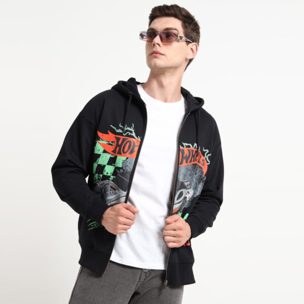 HOT WHEELS ZIP-UP BLACK HOODIE - Image 2