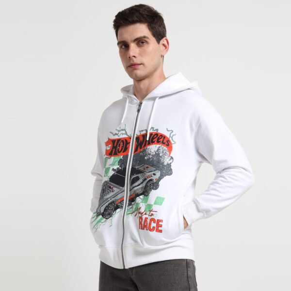 HOT WHEELS ZIP-UP WHITE HOODIE - Image 4