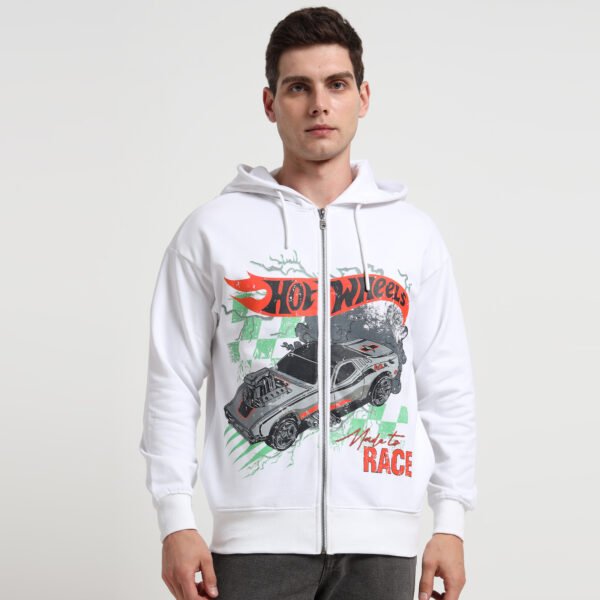 HOT WHEELS ZIP-UP WHITE HOODIE - Image 6