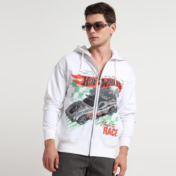 HOT WHEELS ZIP-UP WHITE HOODIE - Image 7